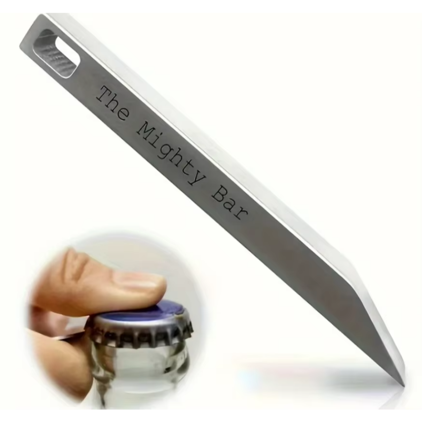 Edc Everyday Carry - มีดพกพาและที่เปิดขวด Mighty Bar - พวงกุญแจสแตนเลสสตีลแบบหนาพิเศษ, อุปกรณ์อเนกประสงค์