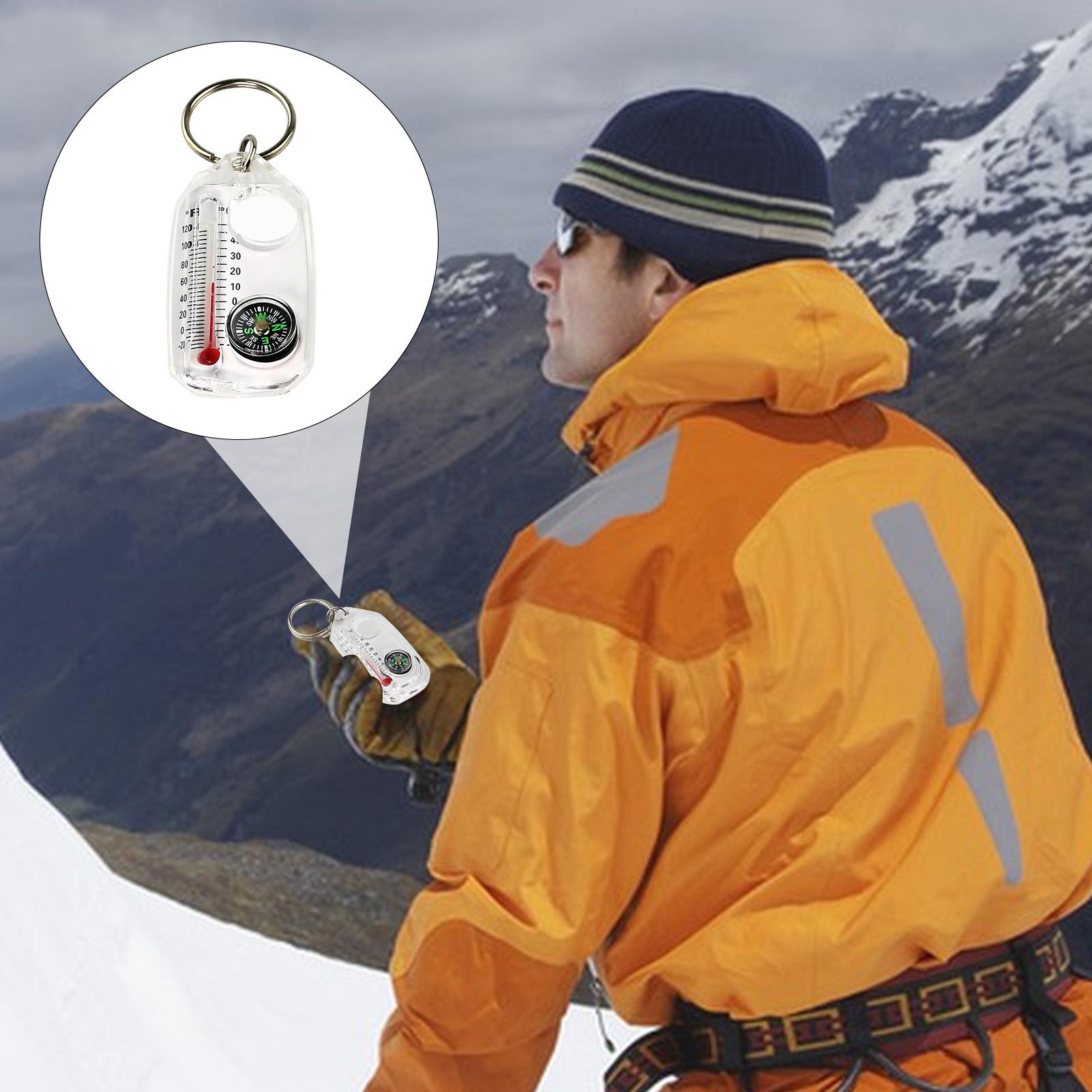 Compass Keychain Mini - พวงกุญแจมัลติฟังก์ชั่นขนาดเล็ก พร้อมเข็มทิศ วัดอุณหภูมิ สำหรับตั้งแคมป์ ปีนเขา วัดอุณหภูมิกลางแจ้ง