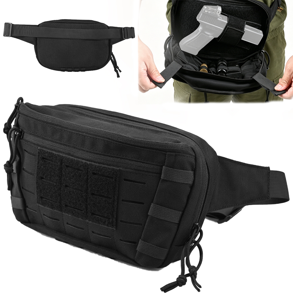 Edc Concealed Carry Fanny Pack - กระเป๋าคาดเอวแบบยุทธวิธีสำหรับปืนพกพา ซ่อนปืนได้ กระเป๋าคาดอก กระเป๋าสะพายข้าง กระเป๋าใส่ปืนพกพา กระเป๋าใส่เครื่องมือ