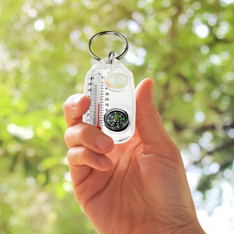 Compass Keychain Mini - มินิพวงกุญแจมัลติฟังก์ชั่ตั้งแคมป์เข็มทิศเครื่องวัดอุณหภูมิกลางแจ้งนําทางเข็มทิศเครื่องวัดอุณหภูมิพวงกุญแจ