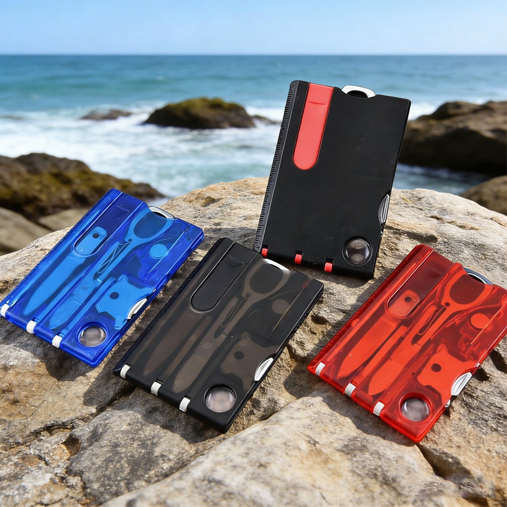 Multitool Credit Card - เครื่องมืออเนกประสงค์พกพา 12 in 1 สำหรับใส่กระเป๋าสตางค์, อุปกรณ์เอาตัวรอดกลางแจ้ง