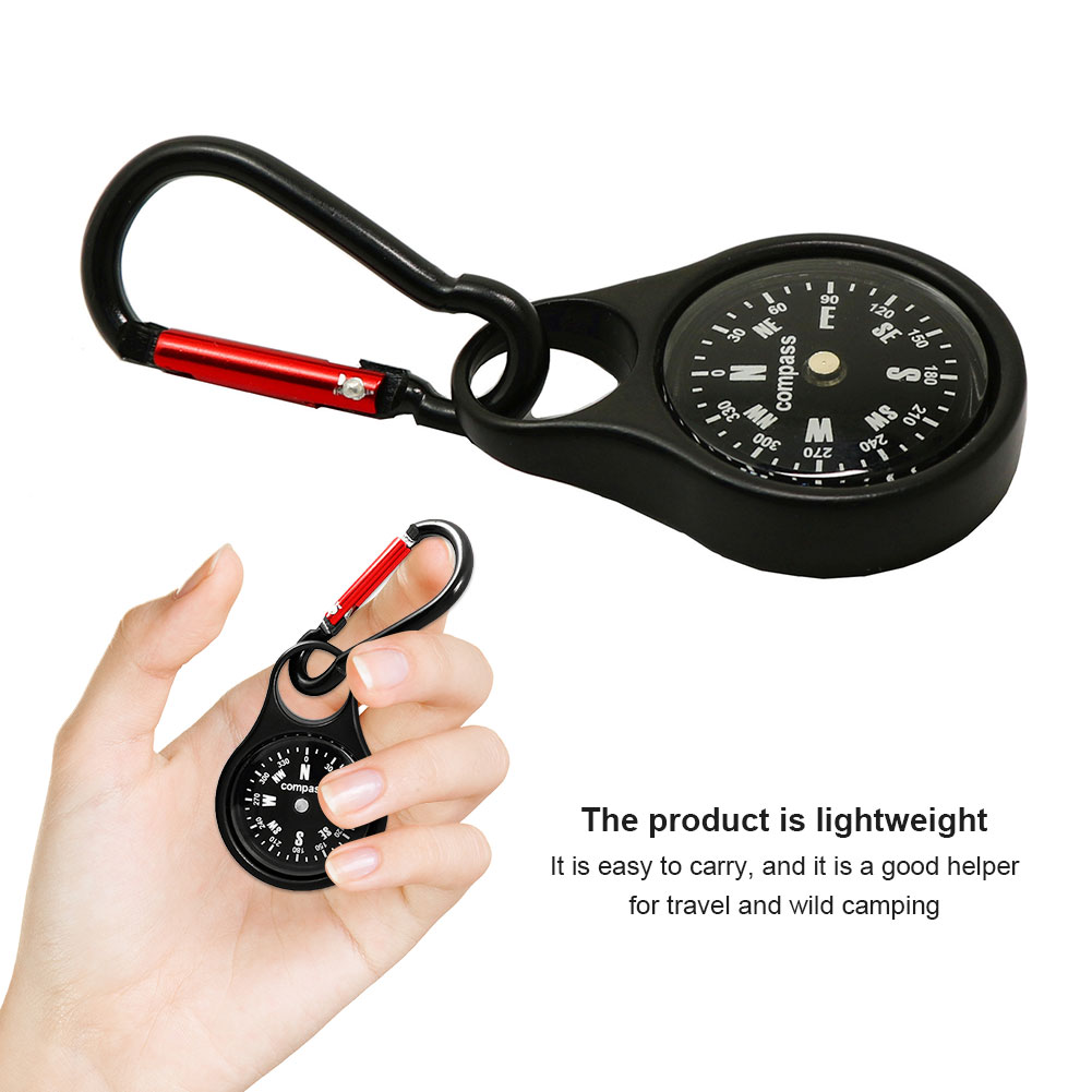Compass Keychain Mini - เข็มทิศขนาดเล็กพร้อมคาราบิเนอร์ เข็มทิศพกพาแบบพกพา น้ำหนักเบา พวงกุญแจเข็มทิศสำหรับกรณีฉุกเฉินกลางแจ้ง