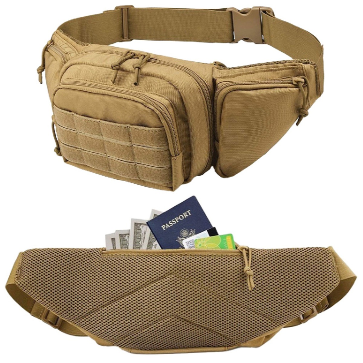 Edc Concealed Carry Fanny Pack - กระเป๋าคาดเอว MOLLE Tactical สำหรับพกพาปืนแบบซ่อน กระเป๋า EDC