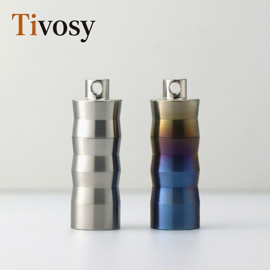 Pill Fob Capsule - กล่องใส่ยาไทเทเนียมแท้ Tivosy ป้องกันน้ำ พร้อมโอริงซีล แบบพกพาขนาดเล็ก ใช้เป็นพวงกุญแจ