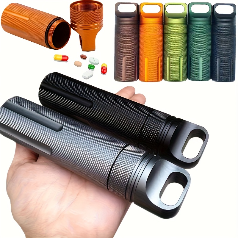 Pill Fob Capsule - กล่องเก็บของกันน้ำแบบแห้งสำหรับใช้งานกลางแจ้ง ทำจากอะลูมิเนียมอัลลอยด์ บรรจุ 1 ชิ้น