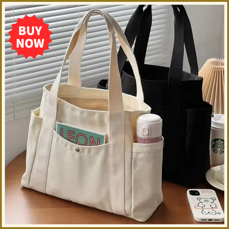 Edc Carry Bag - กระเป๋าผ้าแคนวาสความจุขนาดใหญ่สำหรับทำงาน กระเป๋าสะพายข้างสไตล์นักศึกษา กระเป๋าใส่หนังสือ กระเป๋าช้อปปิ้ง