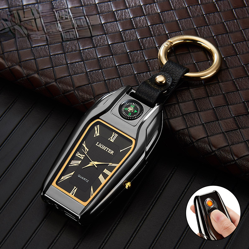 Compass Keychain Mini - นาฬิกาข้อมือเข็มทิศอเนกประสงค์แบบใหม่ไฟแช็ก USB แบบชาร์จไฟได้สำหรับผู้ชายของขวัญวันเกิด