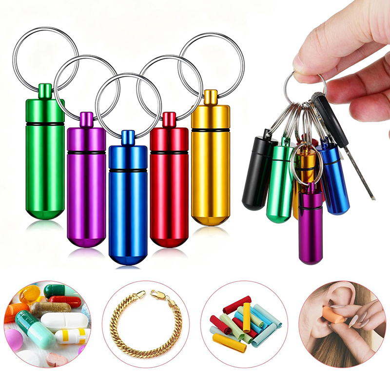 1/5 ชิ้น พวงกุญแจกล่องยาอะลูมิ - Edc Pill Carry บทวิจารณ์และราคา