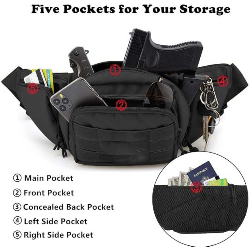กระเป๋าคาดเอวกันน้ำแบบ Molle E - Edc Concealed Carry Fanny Pack บทวิจารณ์และราคา
