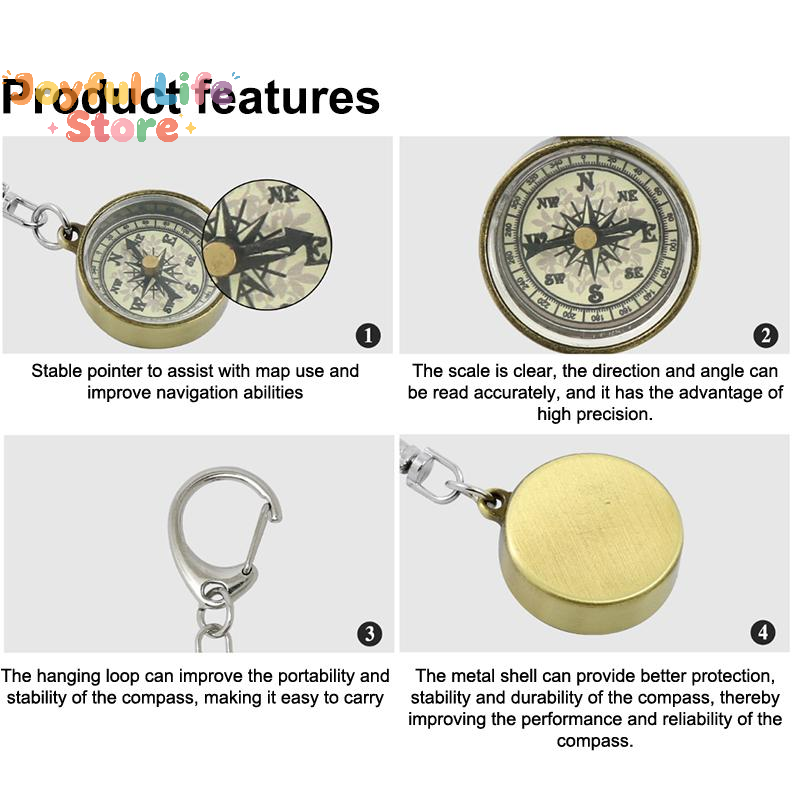 อุปกรณ์ปีนเขาลดราคา  พวงกุญแจเ - Compass Keychain Mini บทวิจารณ์และราคา