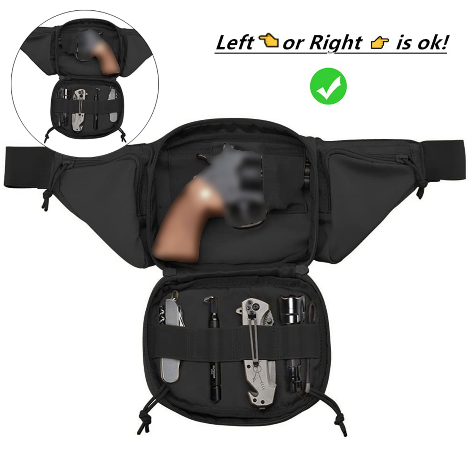 กระเป๋าคาดเอวแบบยุทธวิธี ซองใส - Edc Concealed Carry Fanny Pack บทวิจารณ์และราคา