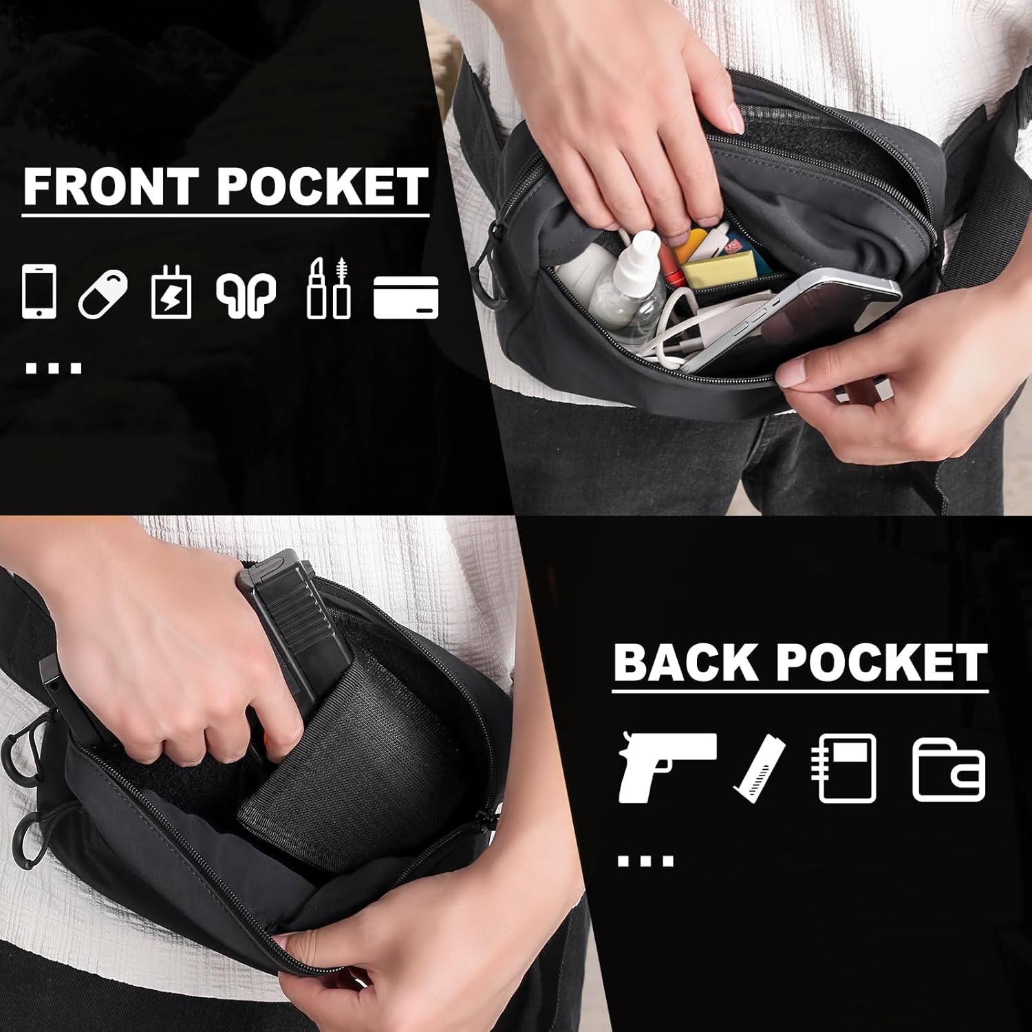 ยุทธวิธี Fanny Pack Holster ปก - Edc Concealed Carry Fanny Pack บทวิจารณ์และราคา
